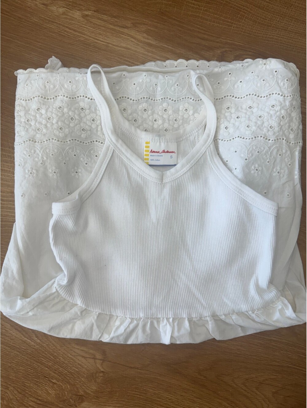 Hanna Andersson Girl's Tank Top White Eyelet Sundress Girls Sz Small 100% Cotton